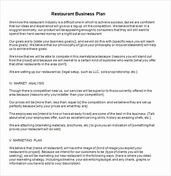 6 Restaurant Business Plan Templates Word Excel Pdf