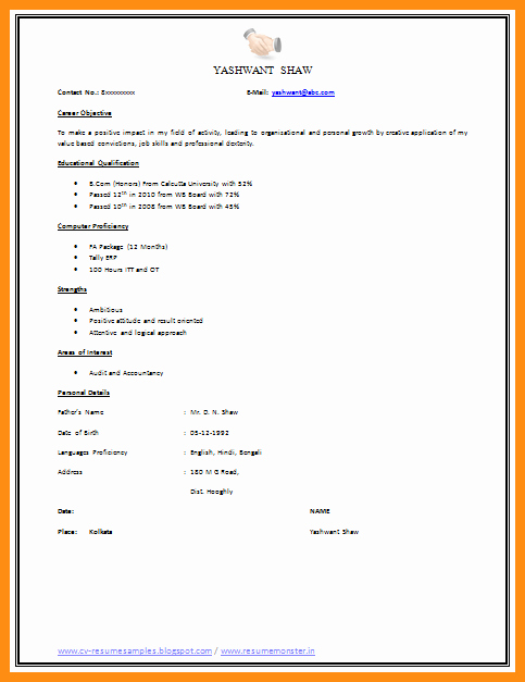 6 resume format for job application pdf