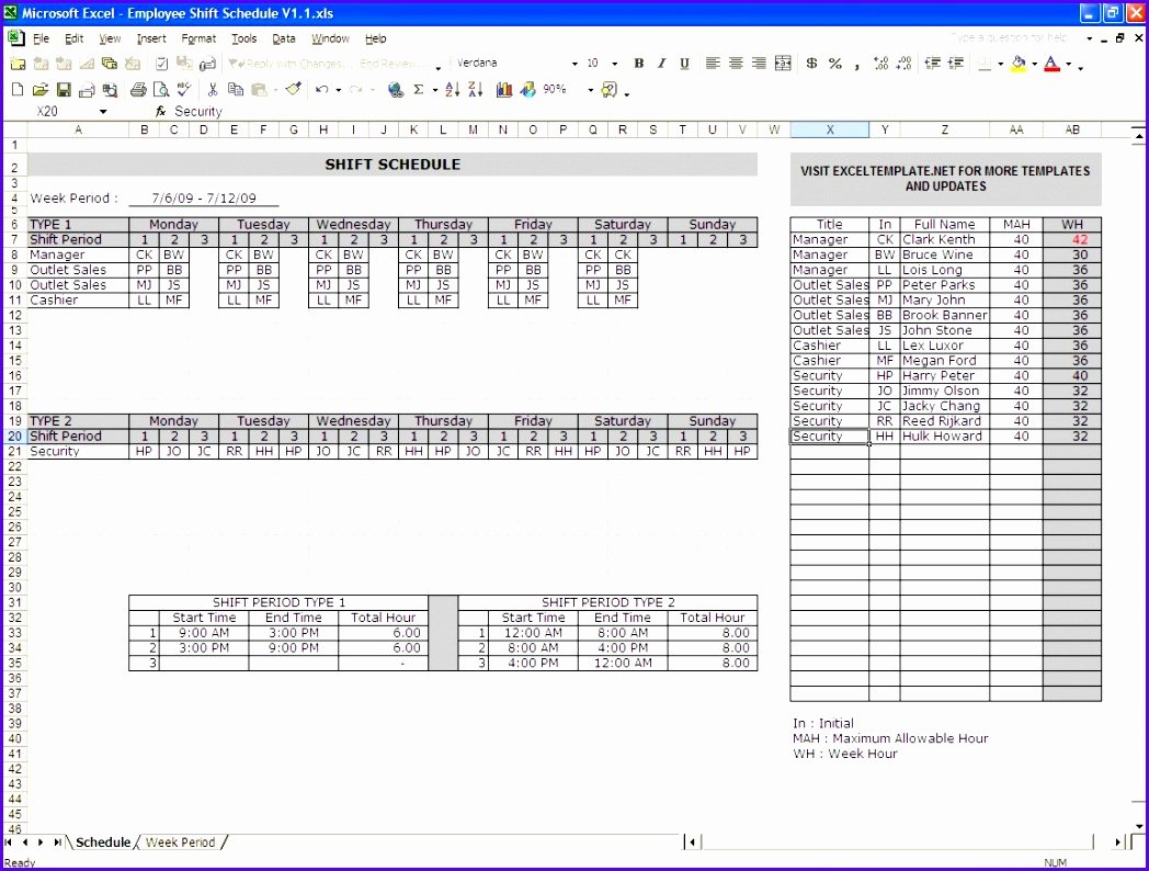 6 Rota Template Excel Exceltemplates Exceltemplates