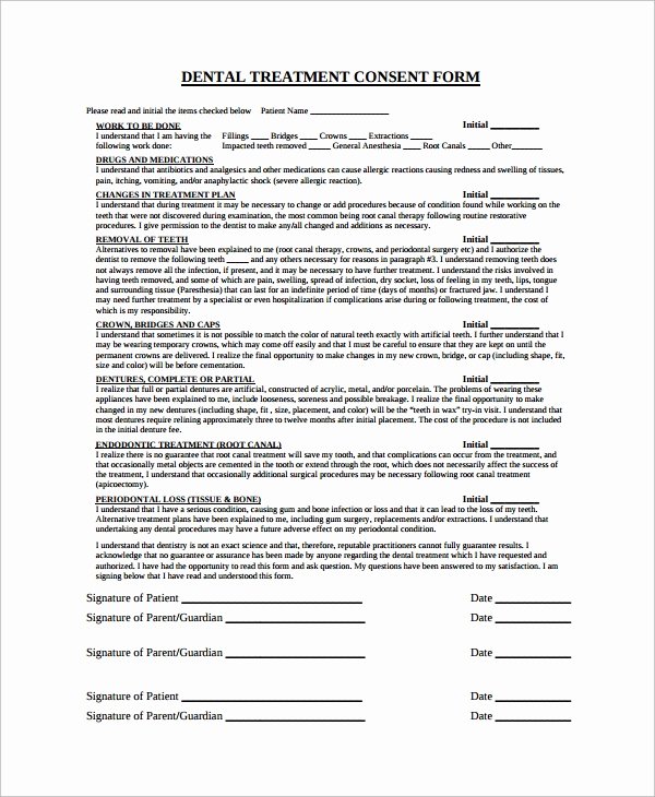 6 Sample Dental Consent forms