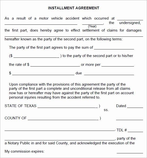 6 Sample Installment Agreement Templates