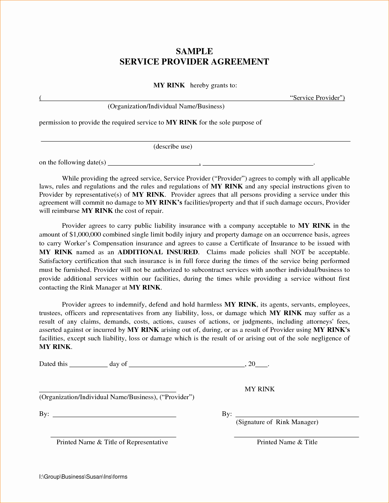 6 Service Agreement Sample