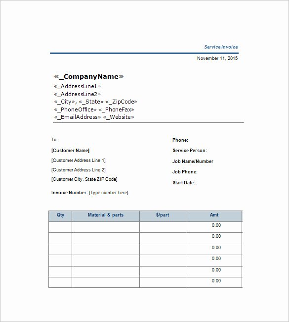 6 Service Invoice Templates Free Sample Example
