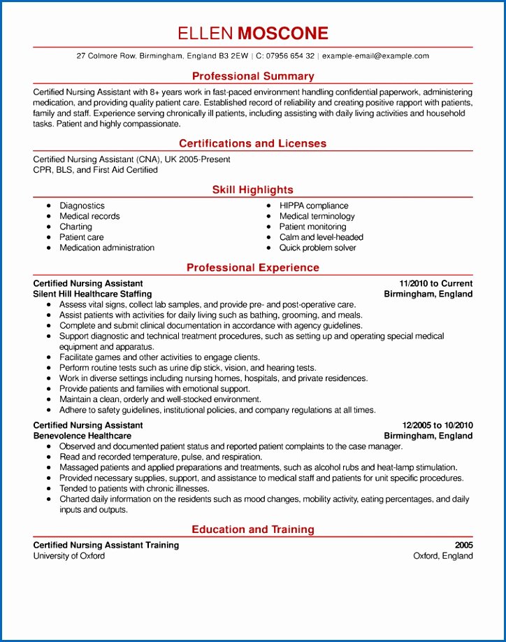 show a resume sample chtns