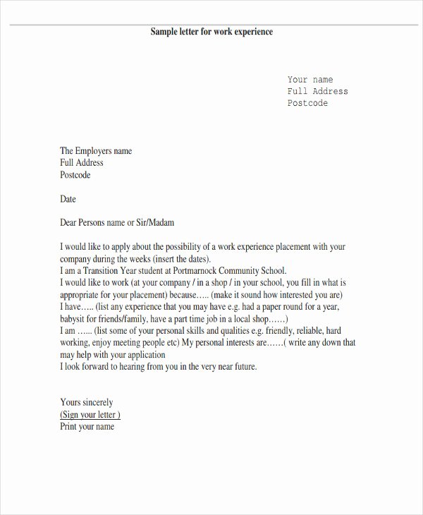 6 Work Letter Templates 6 Free Sample Example format