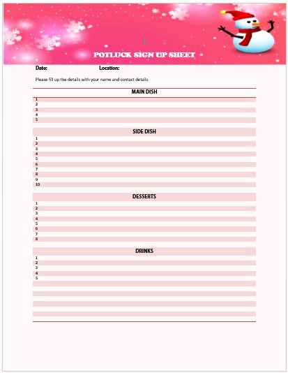 60 Best Potluck Signup Sheets for Free 5th E Will