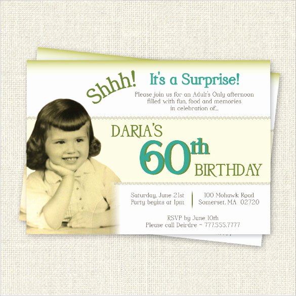 60th Birthday Invitation Card Template Free Download