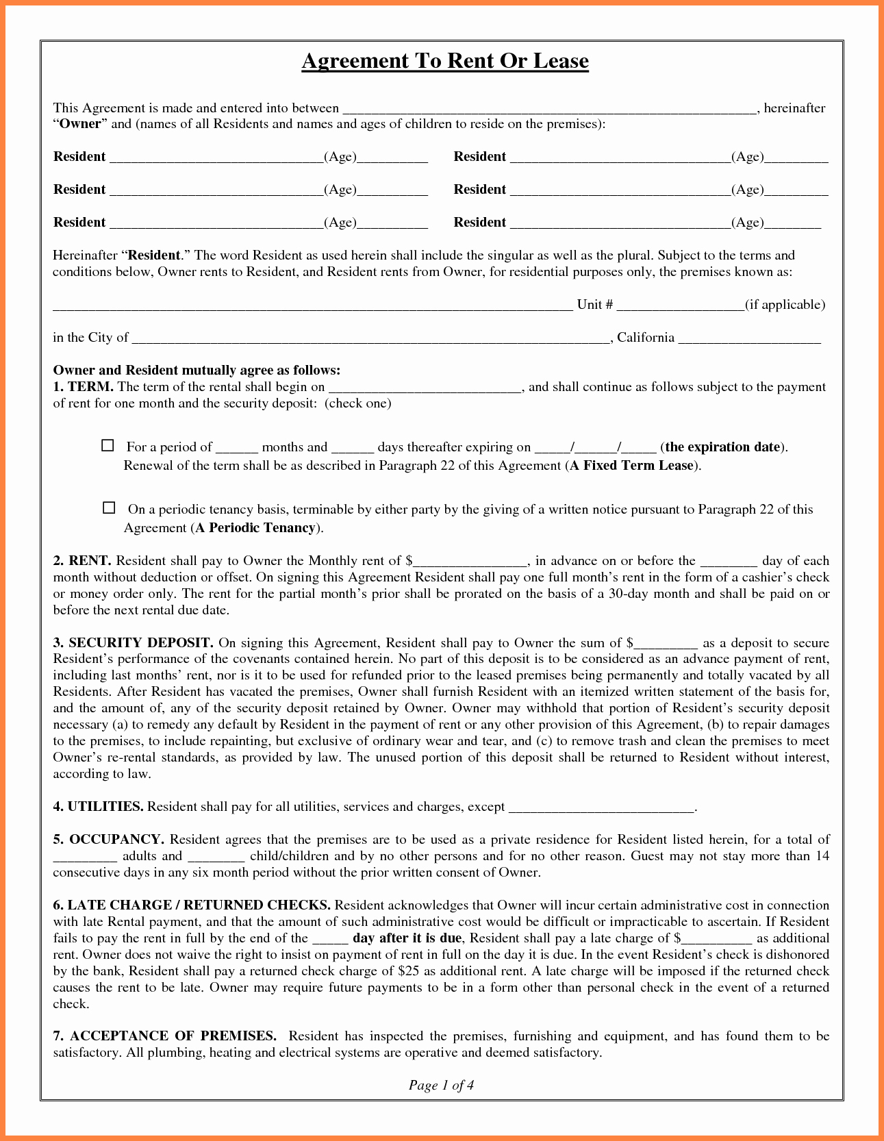 7 Apartment Rental Agreement Template Word