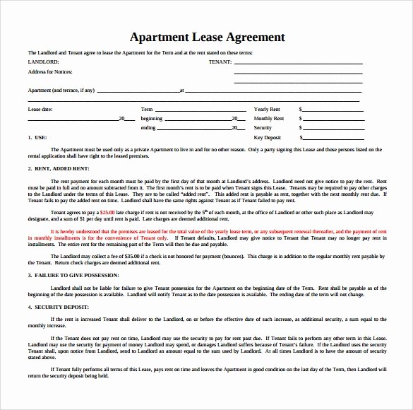 7 Apartment Rental Agreement Templates