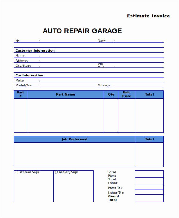 7 Auto Repair Invoice Templates – Free Sample Example