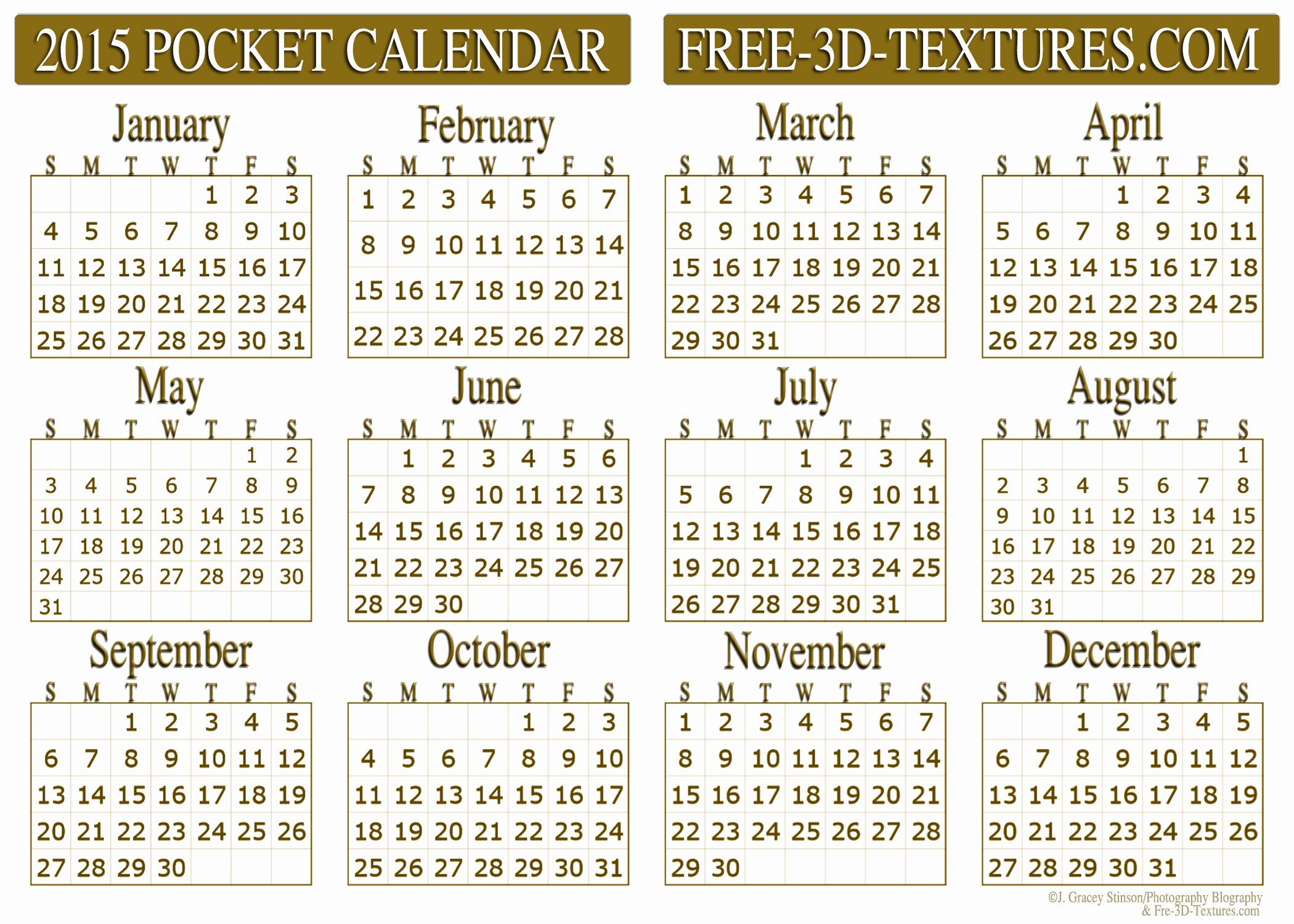 7 Best Of 2016 Pocket Calendar Free Printable