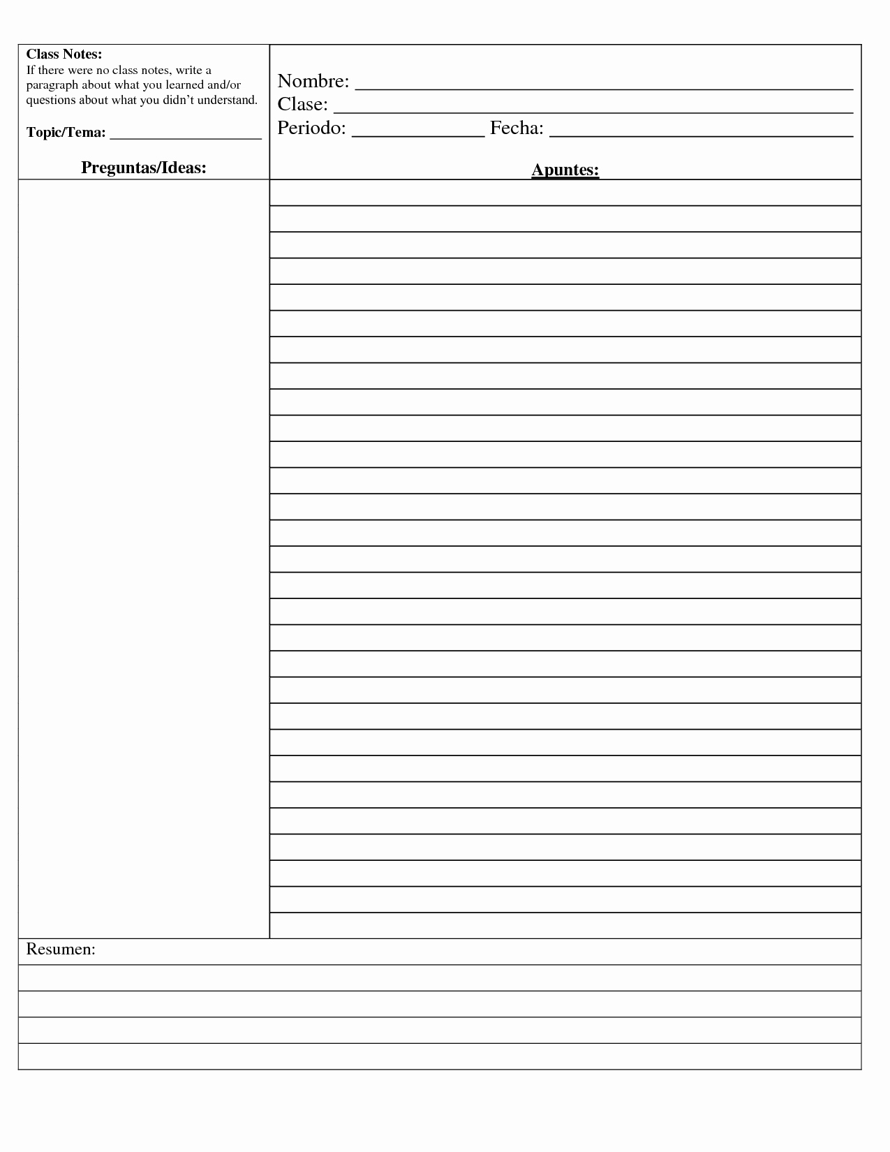 post avid cornell notes template printable