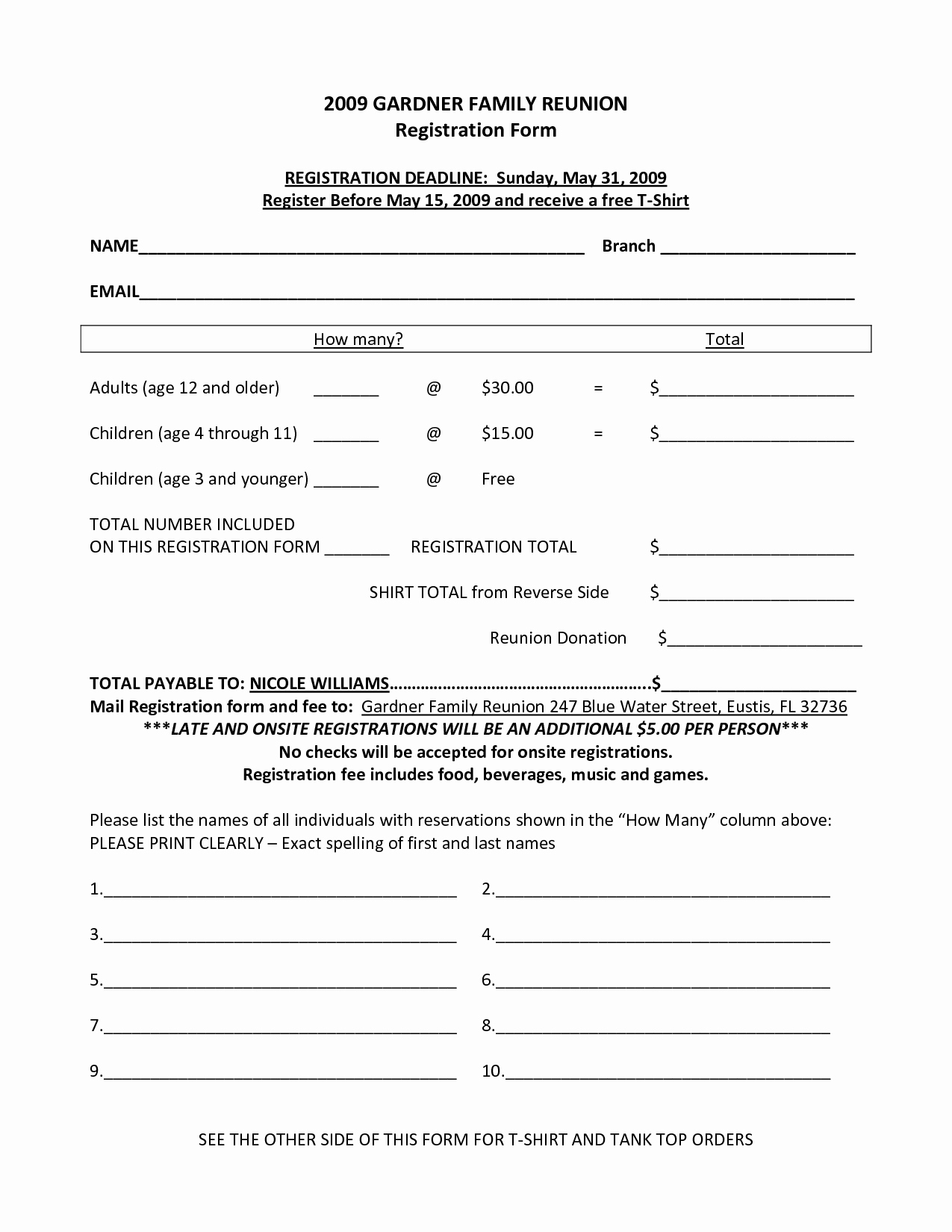 7 Best Of Family Reunion forms Printable Free
