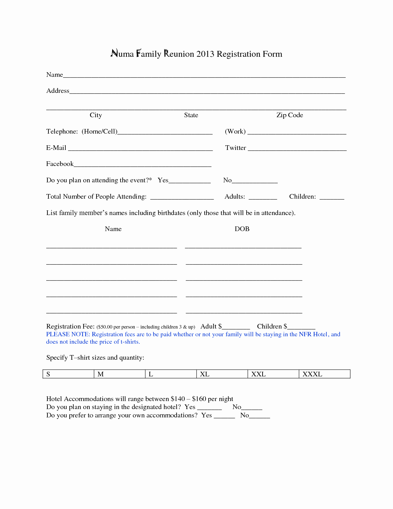 7 Best Of Family Reunion forms Printable Free