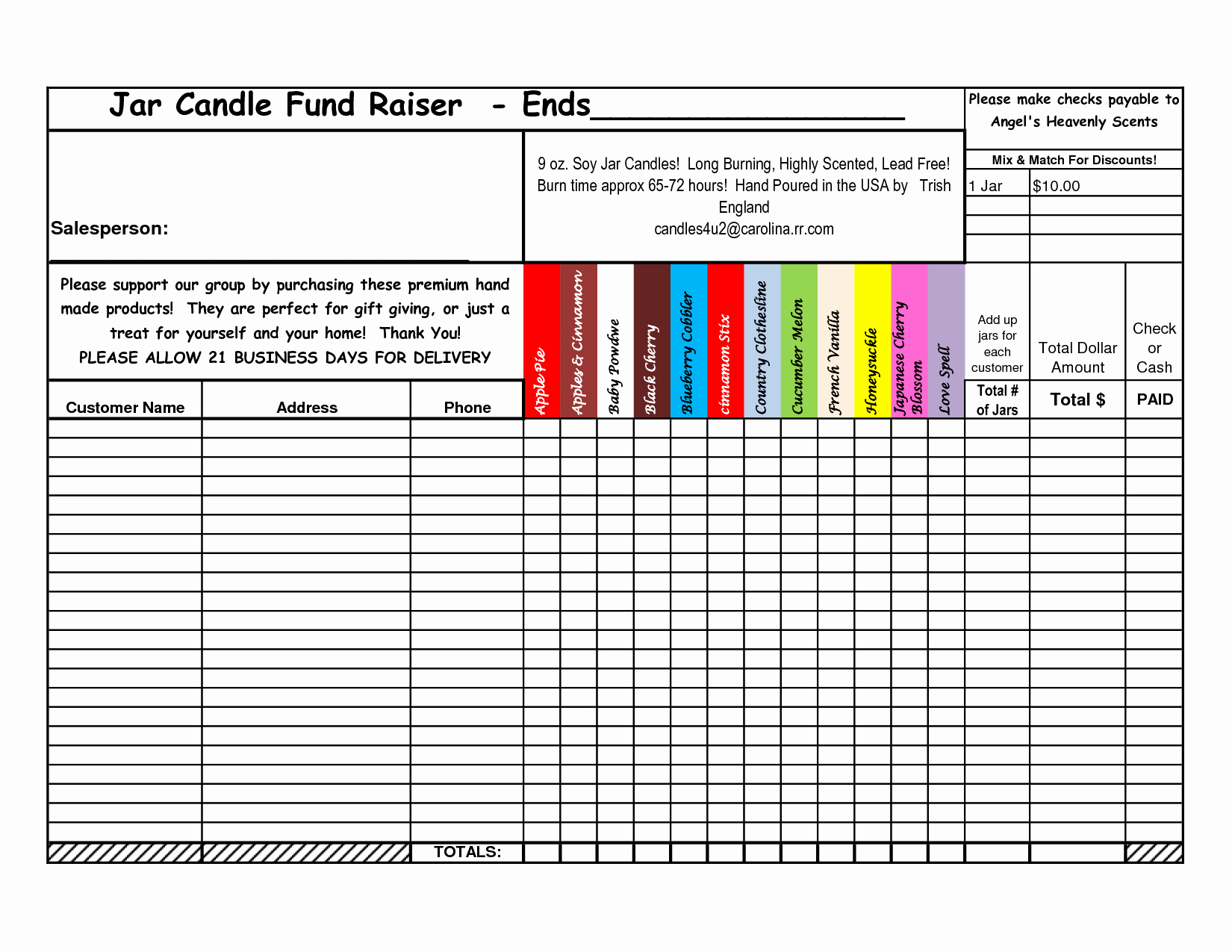 7 Best Of Printable Fundraiser order forms Free