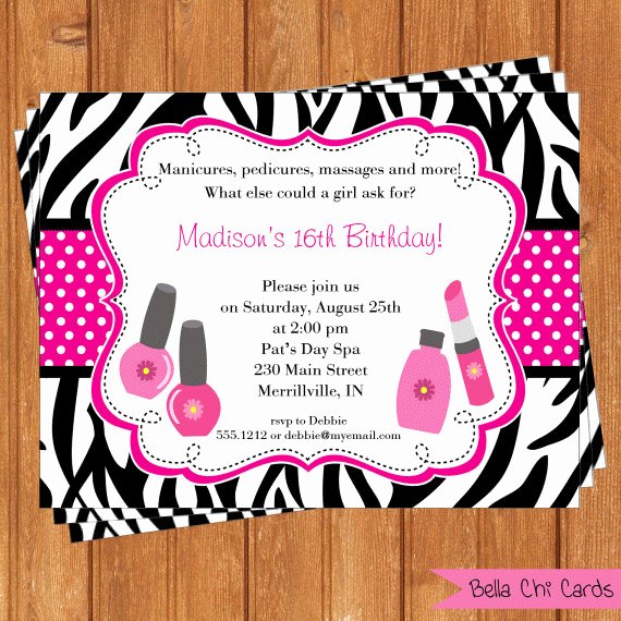 post spa party invitations printable and editable