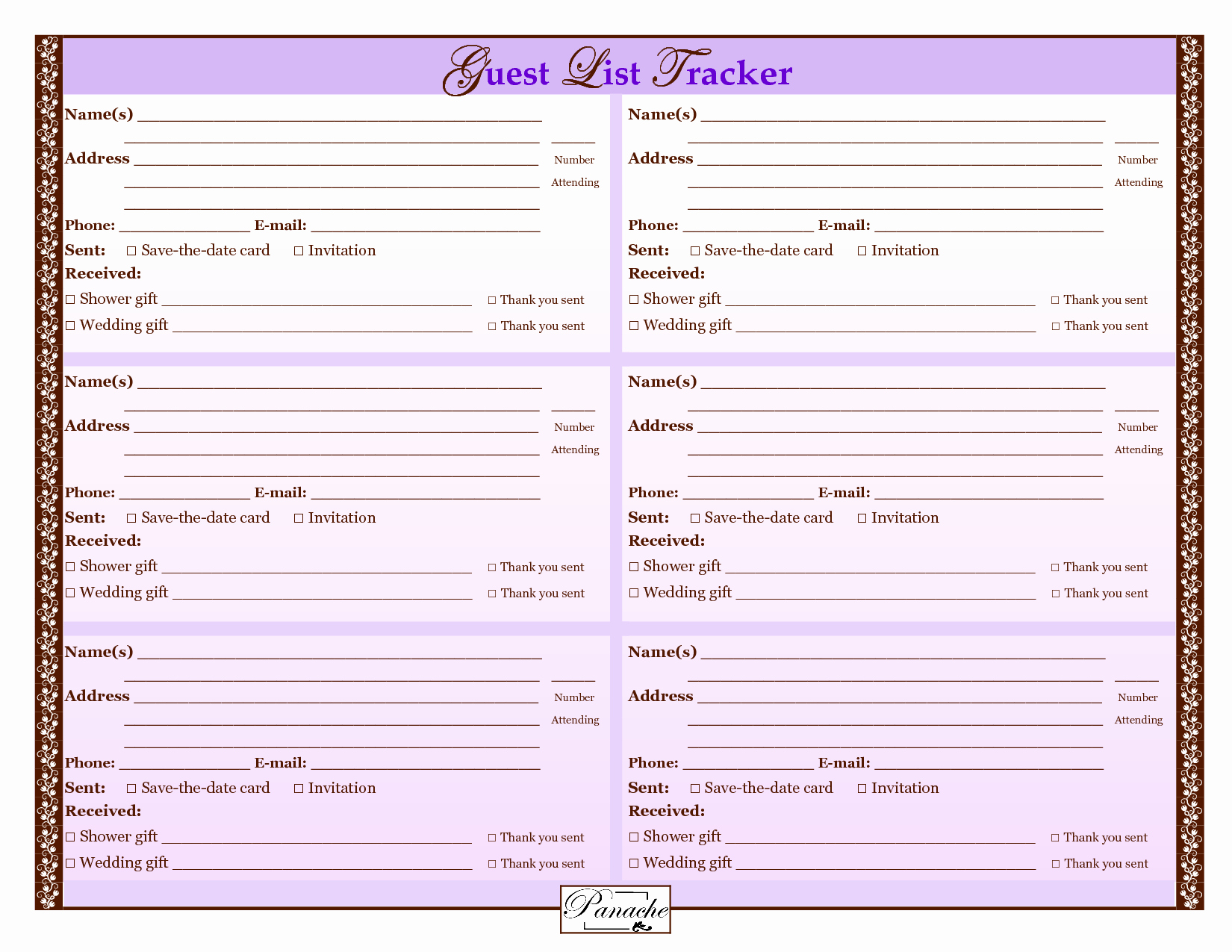 7 Best Of Wedding Guest List form Printable Free