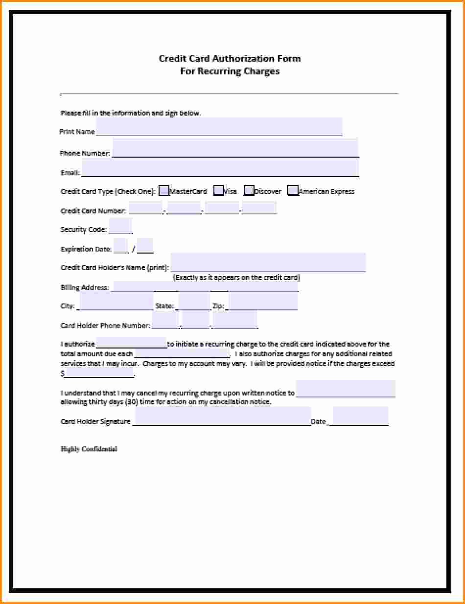 7 Blank Credit Card Authorization form