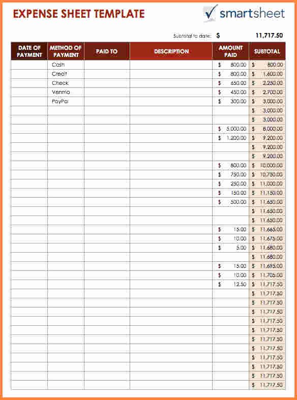 7 Business Expenses Spreadsheet Template