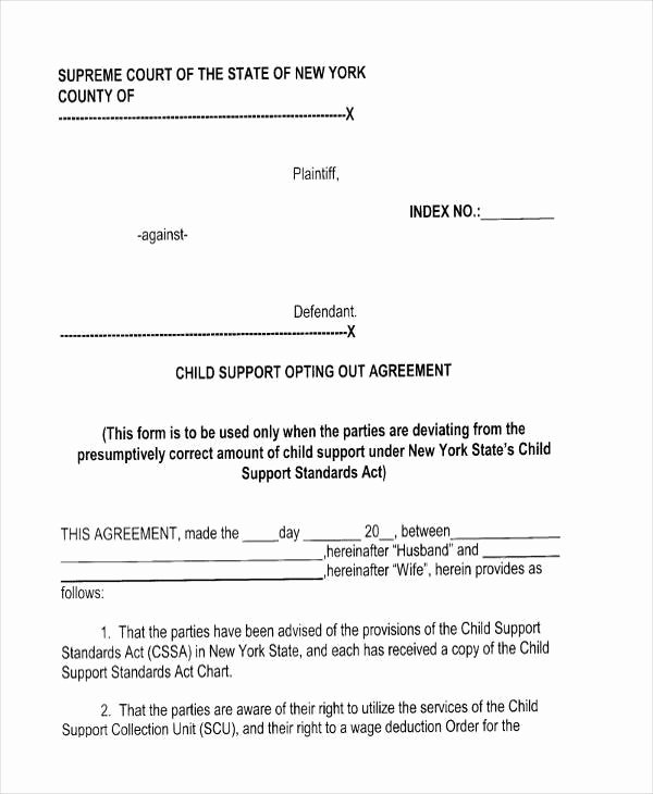 sample child support agreement form