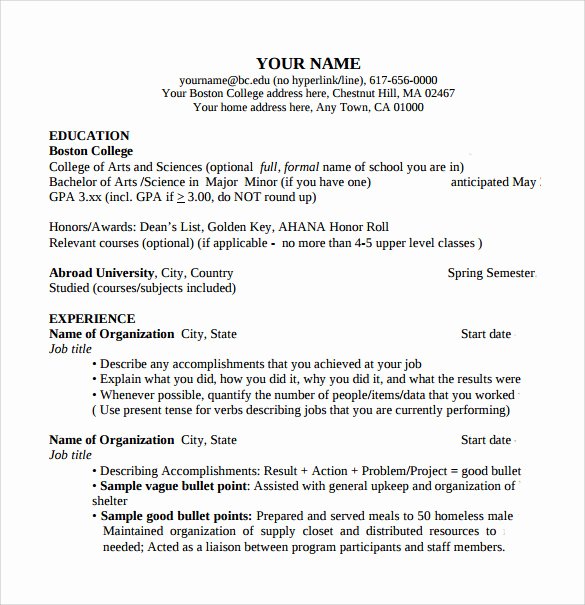 7 College Student Resume Templates Download for Free