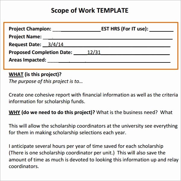 construction scope of work templates