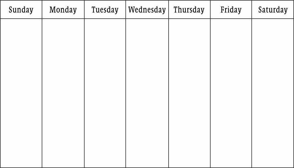 7 Day Calendar Printable Calendar Template 2018