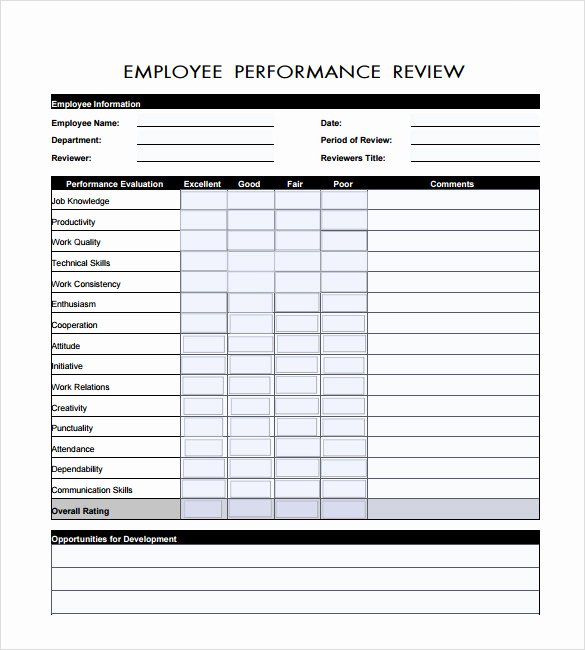 7 Employee Review Templates – Pdf Doc