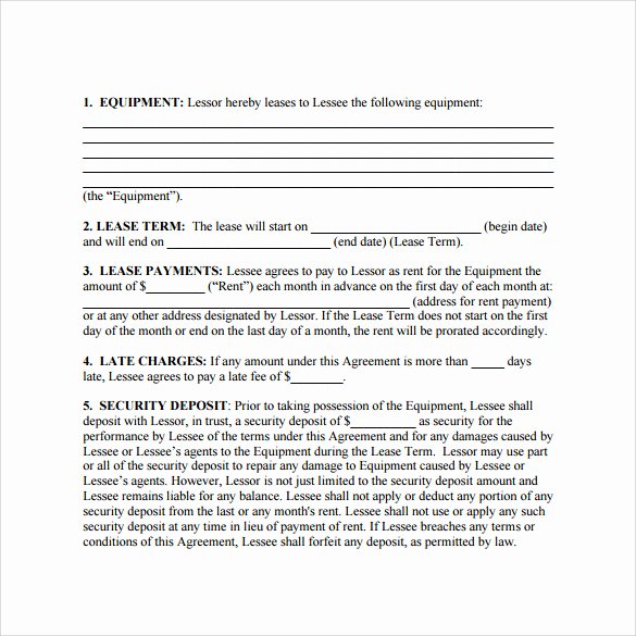 7 Equipment Lease Agreement Templates – Samples Examples