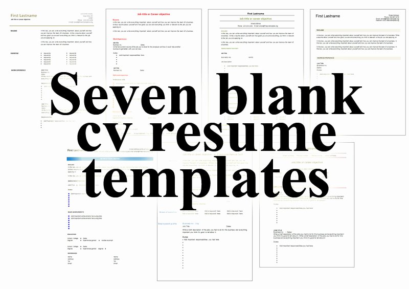 7 Free Blank Cv Resume Templates for – Free Cv