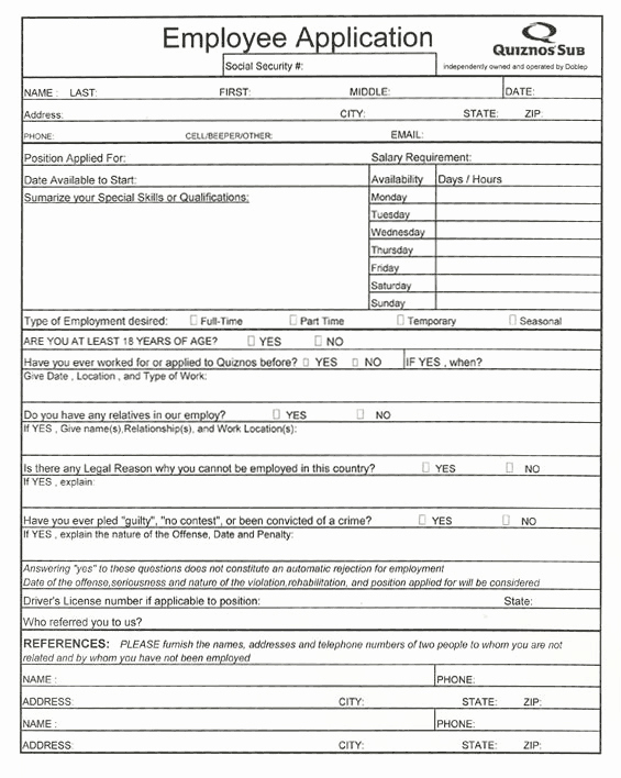 7 Free Printable Blank Job Application forms