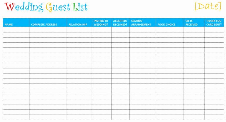 7 Free Wedding Guest List Templates and Managers