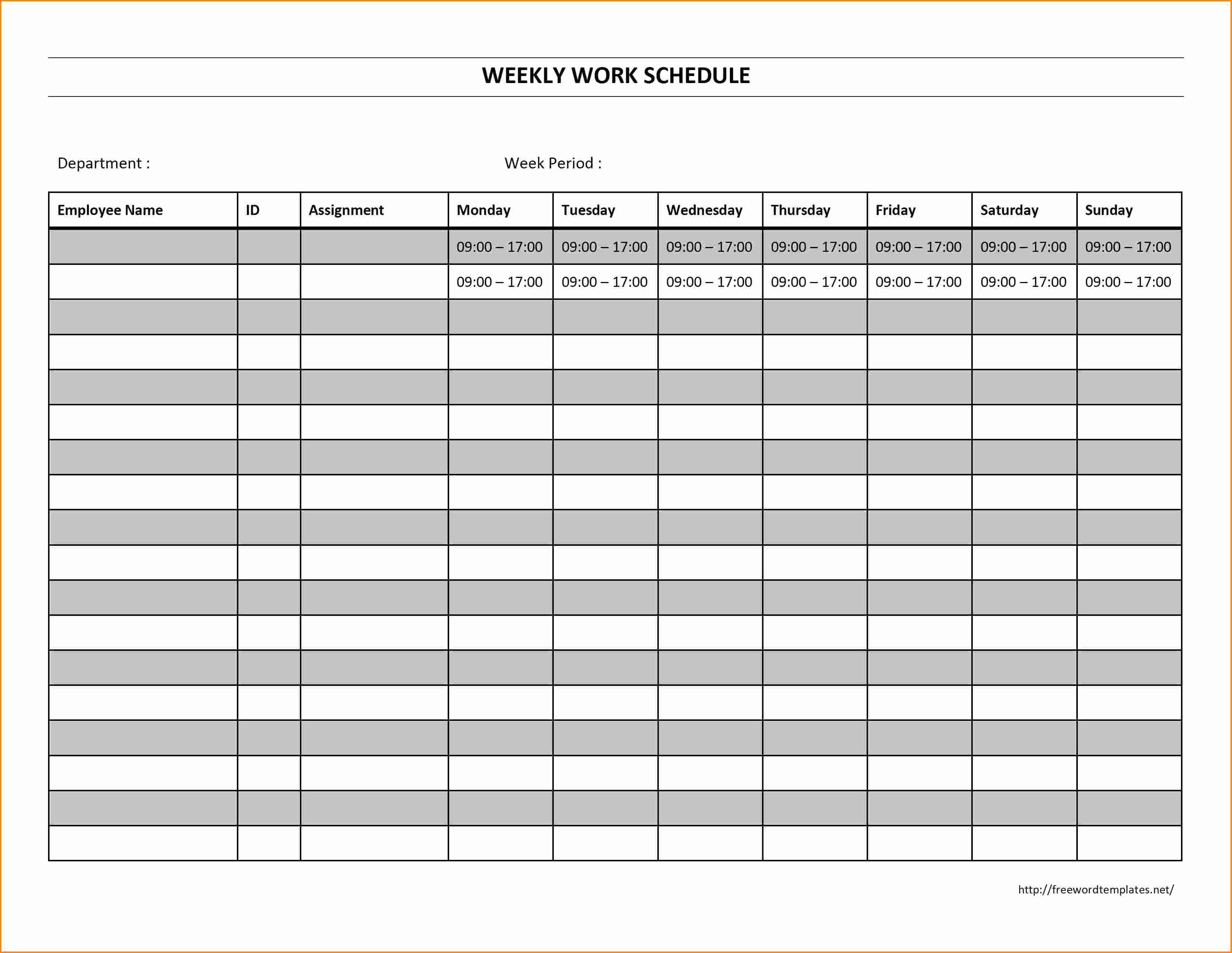 7 Free Work Schedule Template