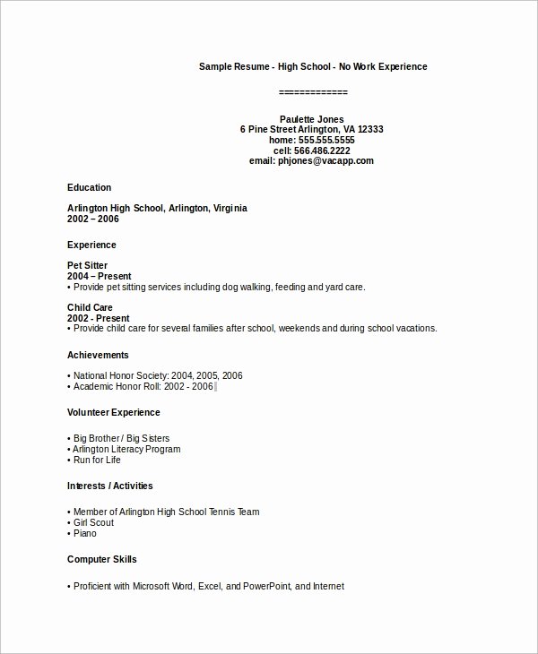 high school resume