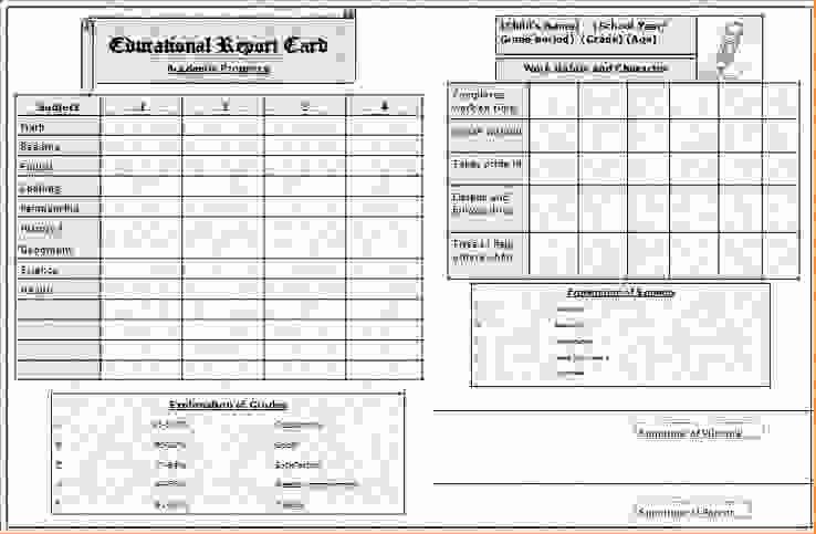7 Homeschool Report Card Templatereport Template Document