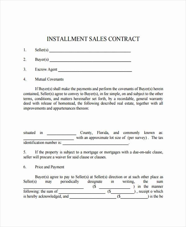 7 Installment Contract form Samples Free Sample