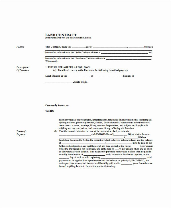 7 Land Contract forms Free Sample Example format