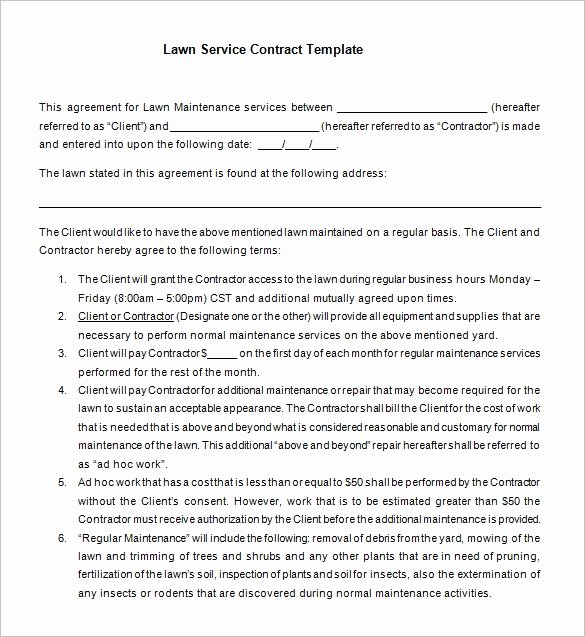 7 Lawn Service Contract Templates – Free Word Pdf