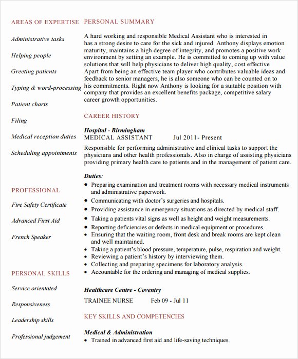 7 Medical assistant Resume Templates – Samples Examples