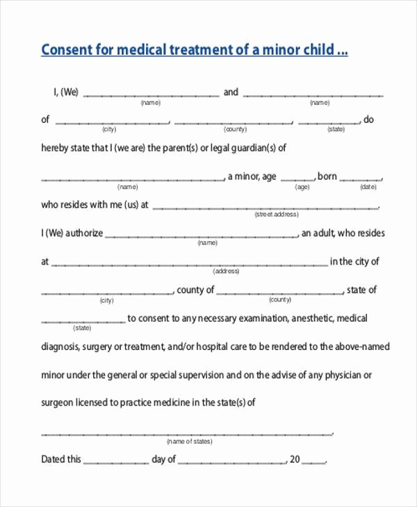7 Medical Consent Sample forms Free Example Sample