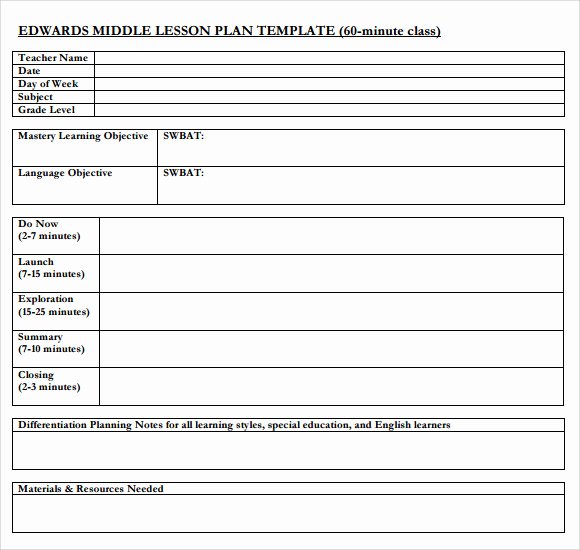 7 Middle School Lesson Plan Templates Download for Free