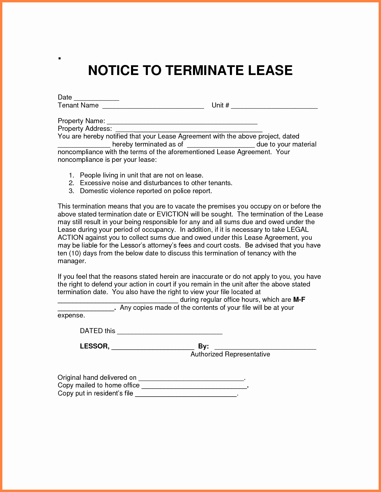 7 Notice for Termination Of Rental Agreement