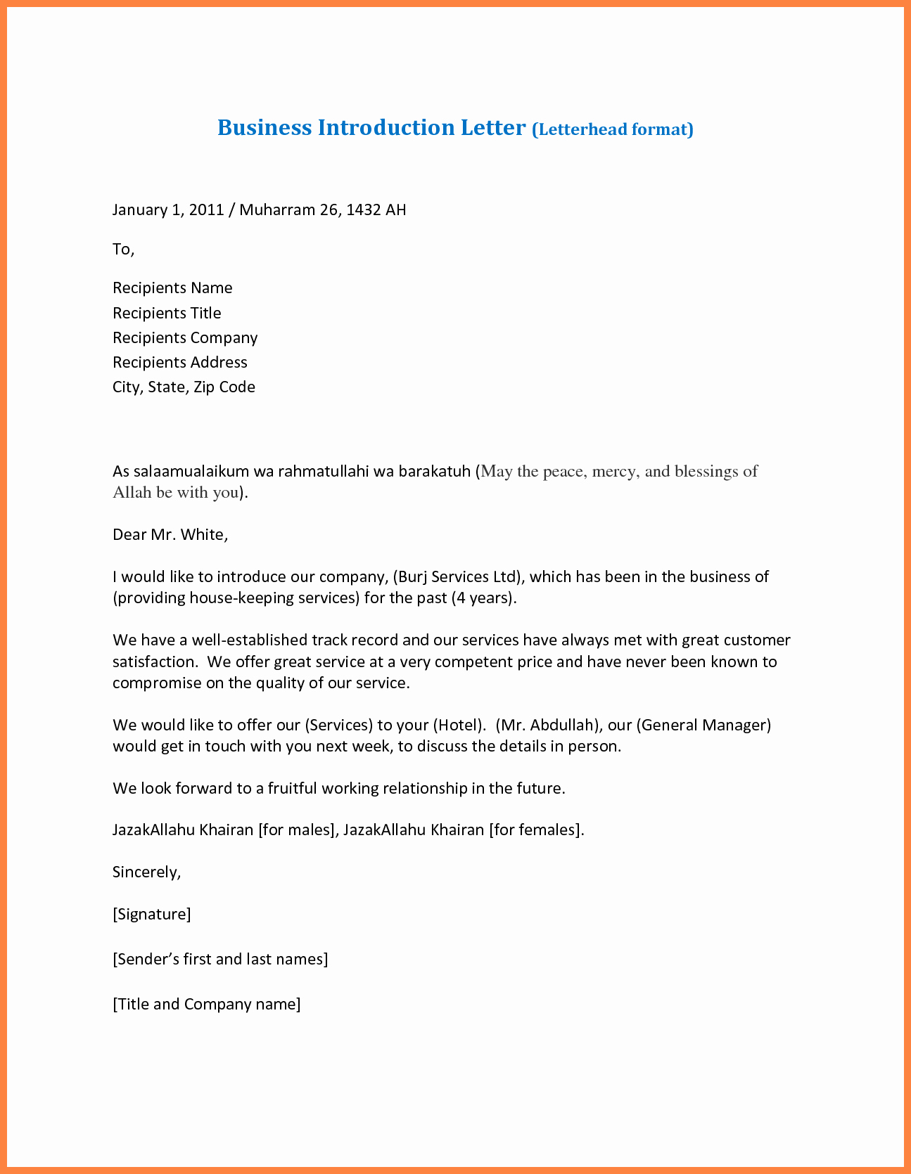 7 Pany Business Introduction Letter Sample