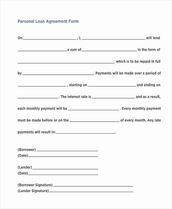 7 Personal Loan Agreement form Samples Free Sample