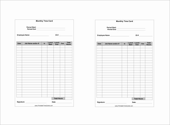 7 Printable Time Card Templates Doc Excel Pdf