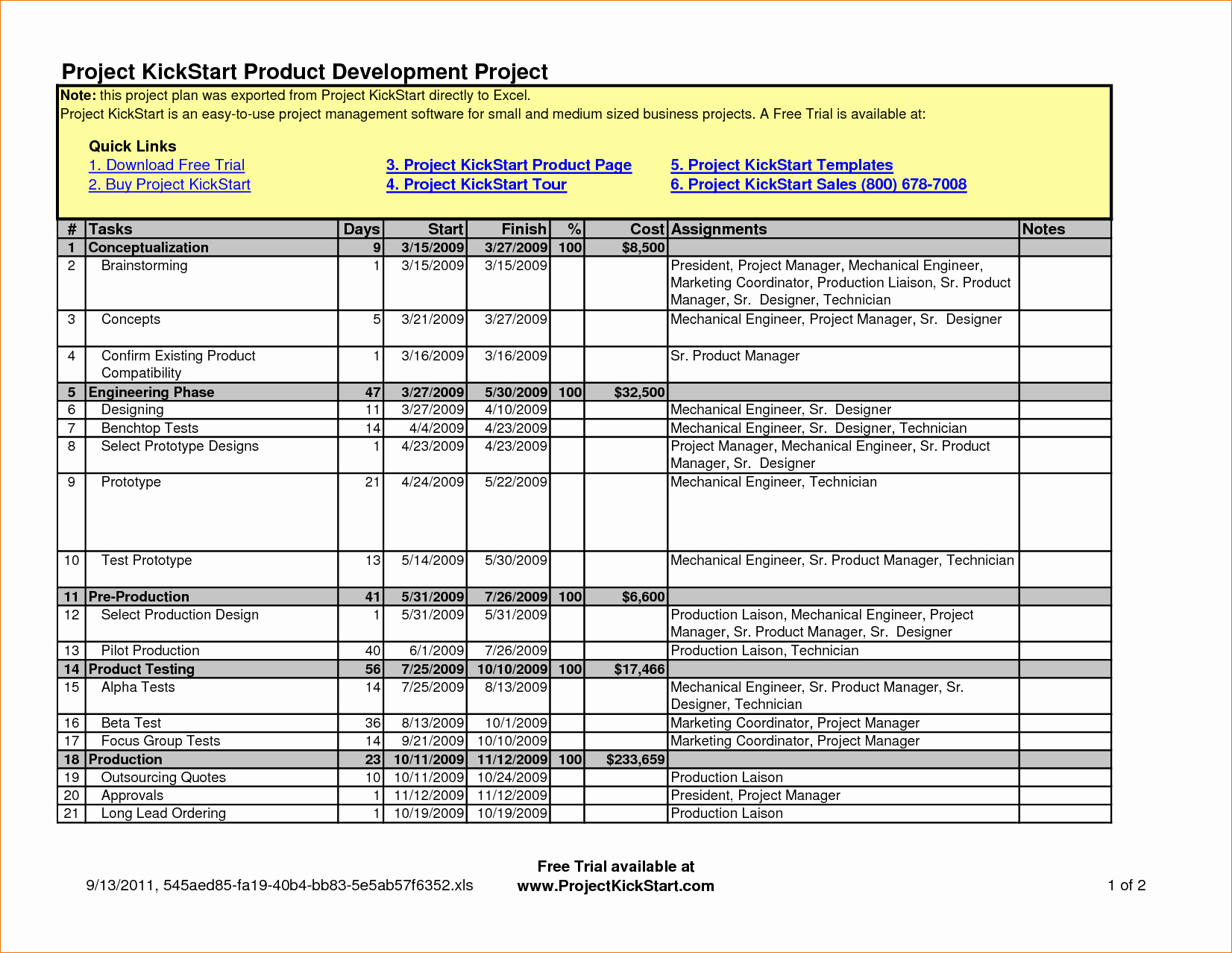 7 Project Plan Template Excel