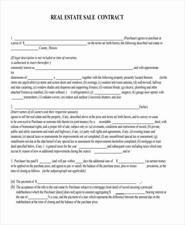 7 Real Estate Contract form Samples Free Sample