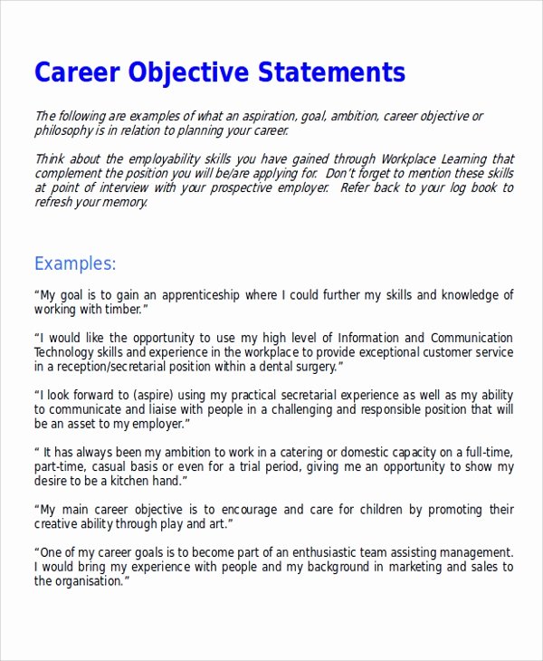 7 Sample Career Objective Statements