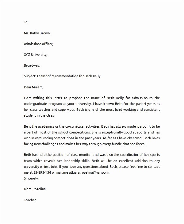 7 Sample College Re Mendation Letters