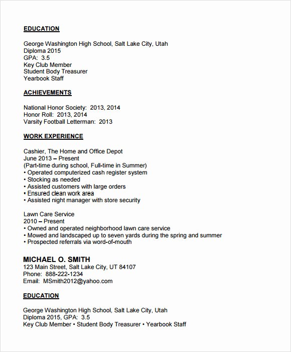 college resume template